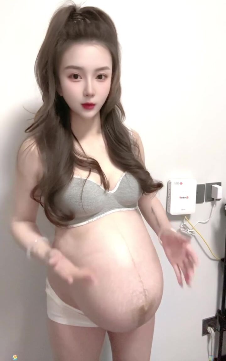 overdue pregnant oil belly and masturbation