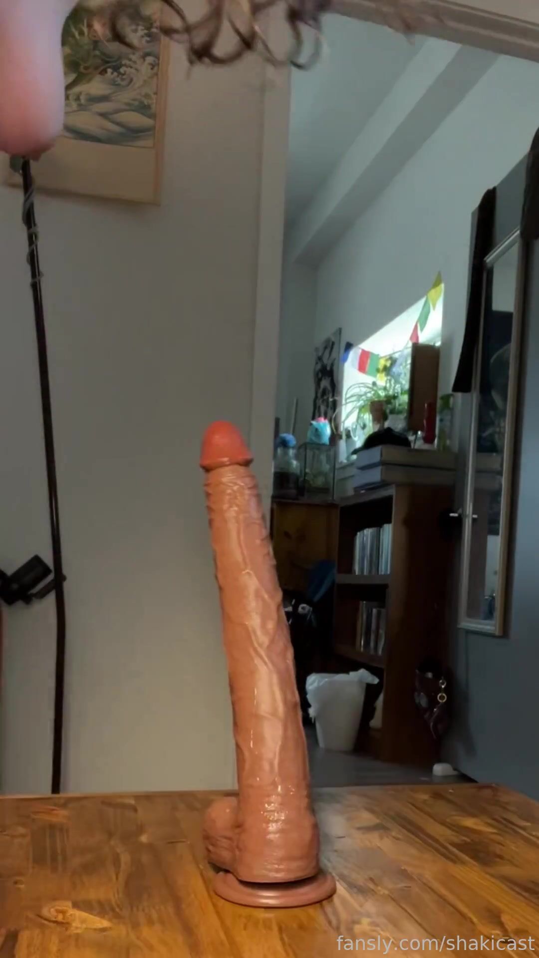 shakicast Stretching my tight ass out with a giant dildo, I’m trying to work my way down to the base
