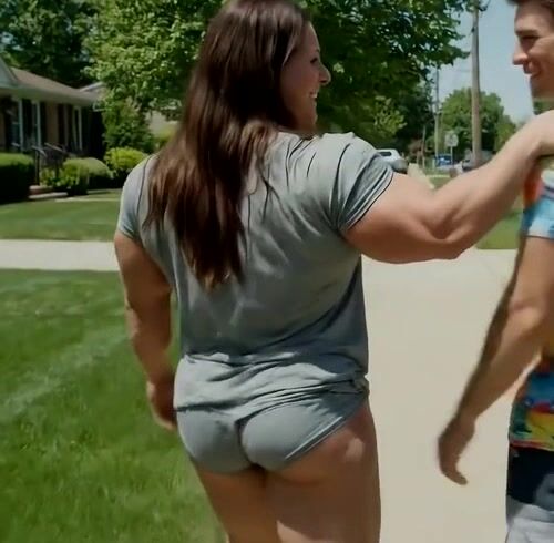 Huge muscle woman Walk