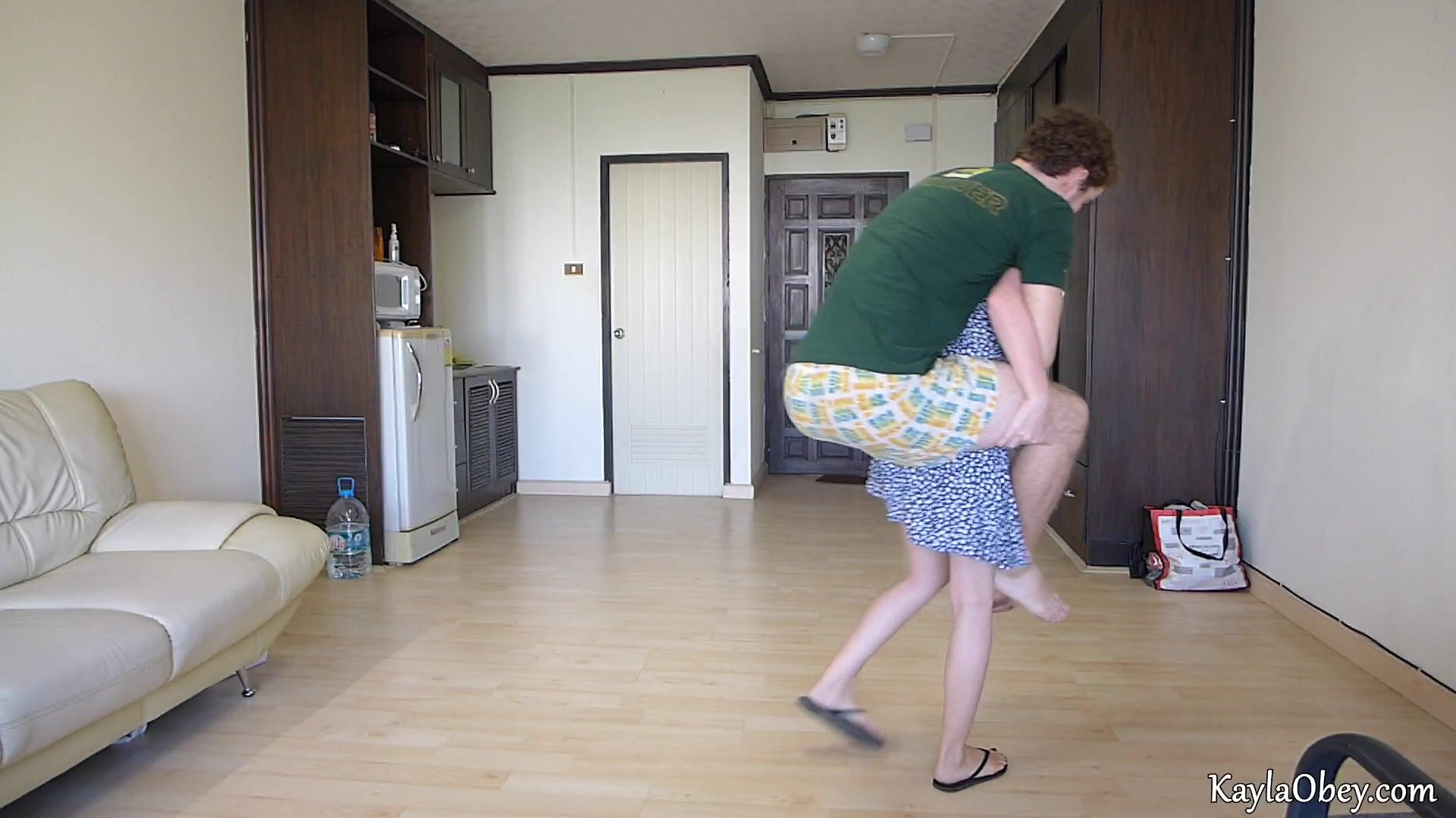 Kayla obey - piggyback lift aroung kitchen