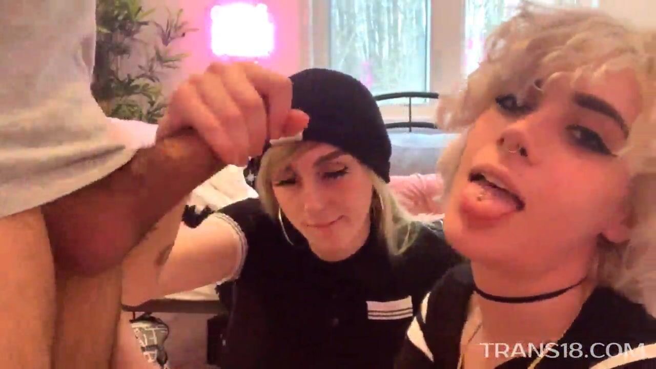 two hot femboys sucking cock