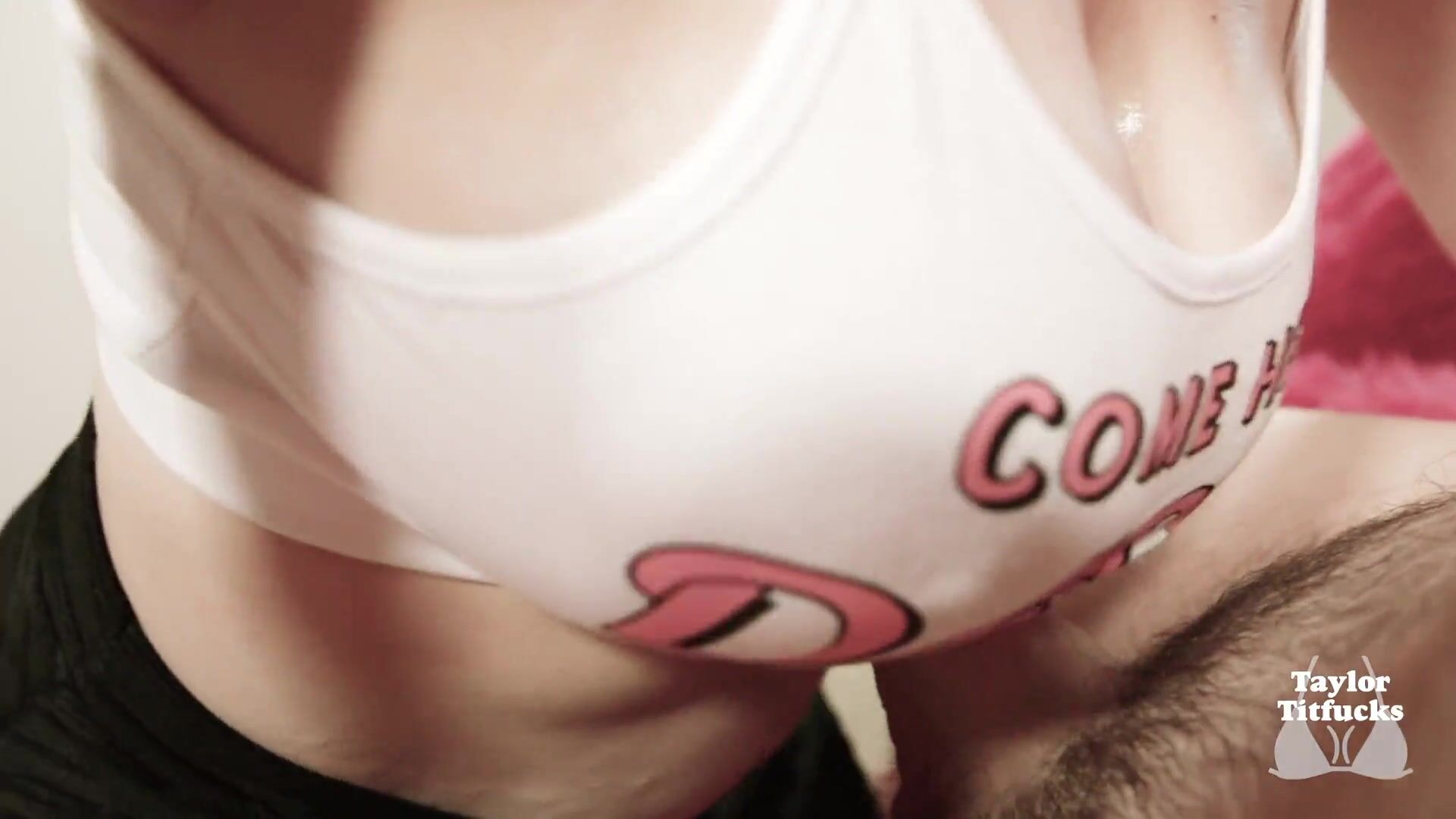 TaylorTitfuck - Cute girl with huge tits begs daddy for his cum during titfuck