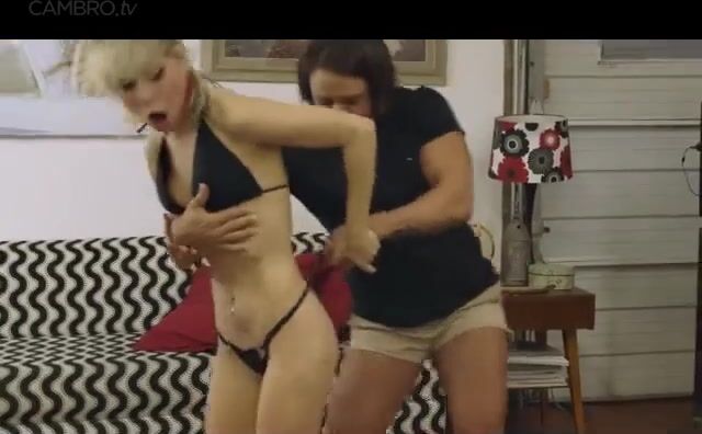 FBB manhandles ragdolls lifts carries Slender Blonde in bikini