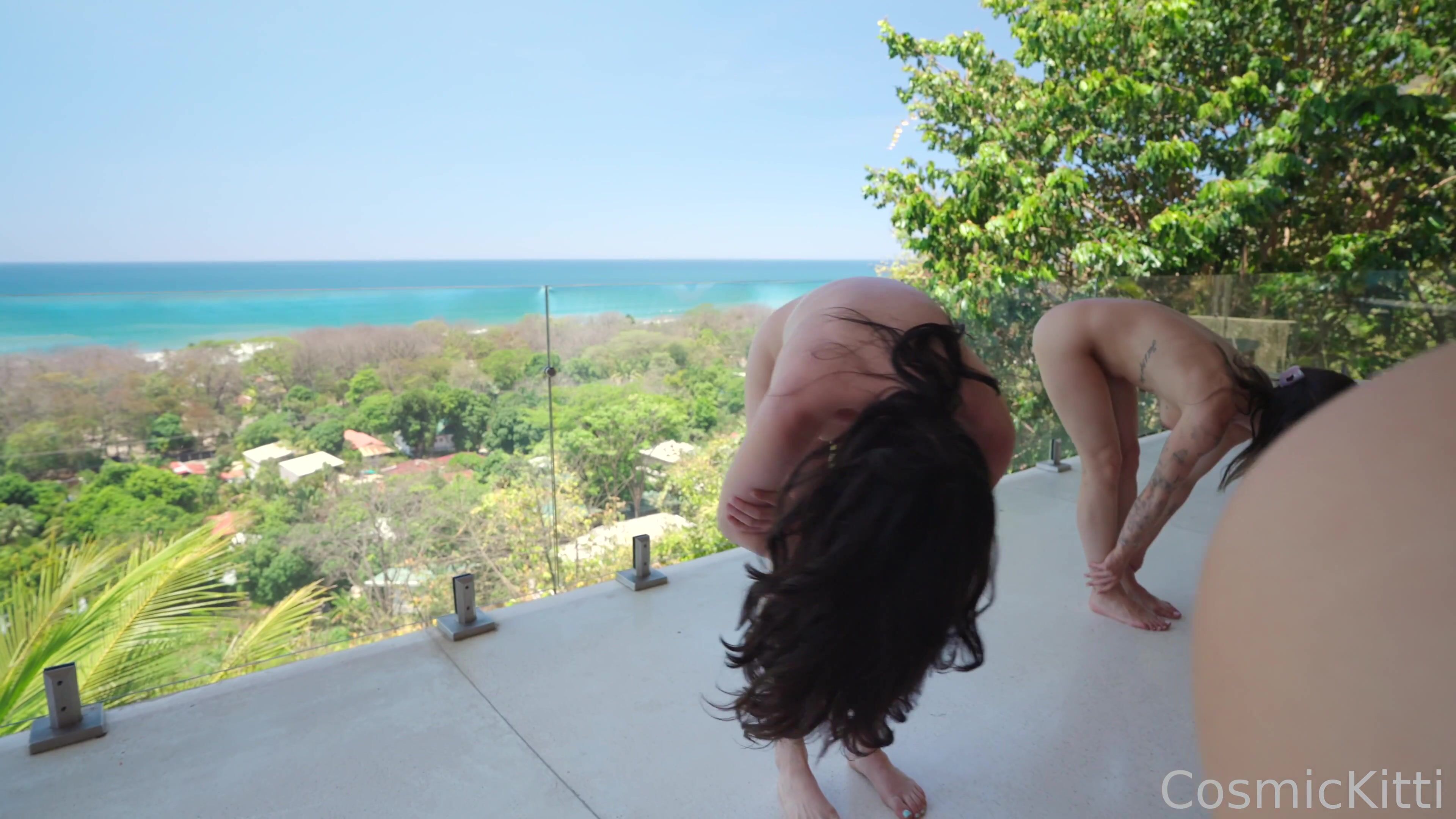 cosmickitti When I was in Costa Rica, a group of us decided to do some yoga naked on the balcony. Th