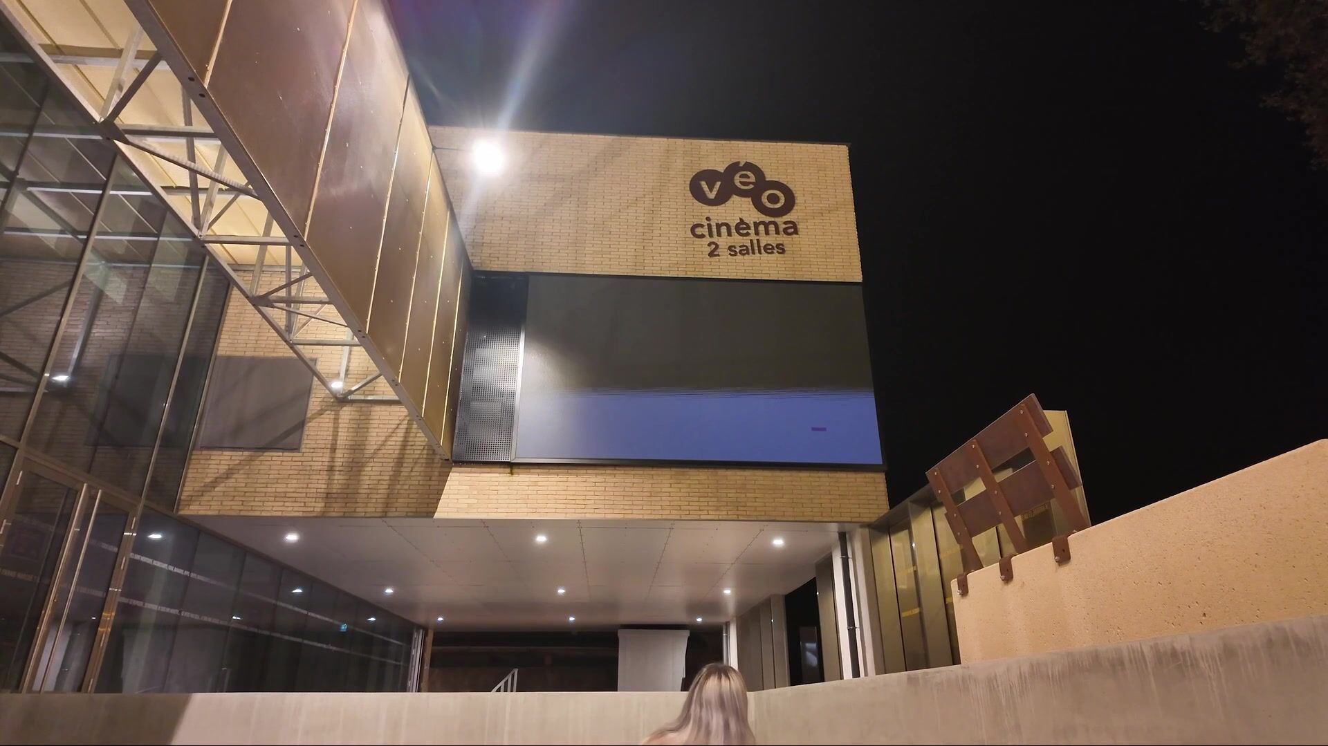 Louiselittlefrench masturbating outside the cinema at night