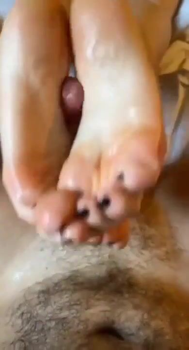 black nails footjob