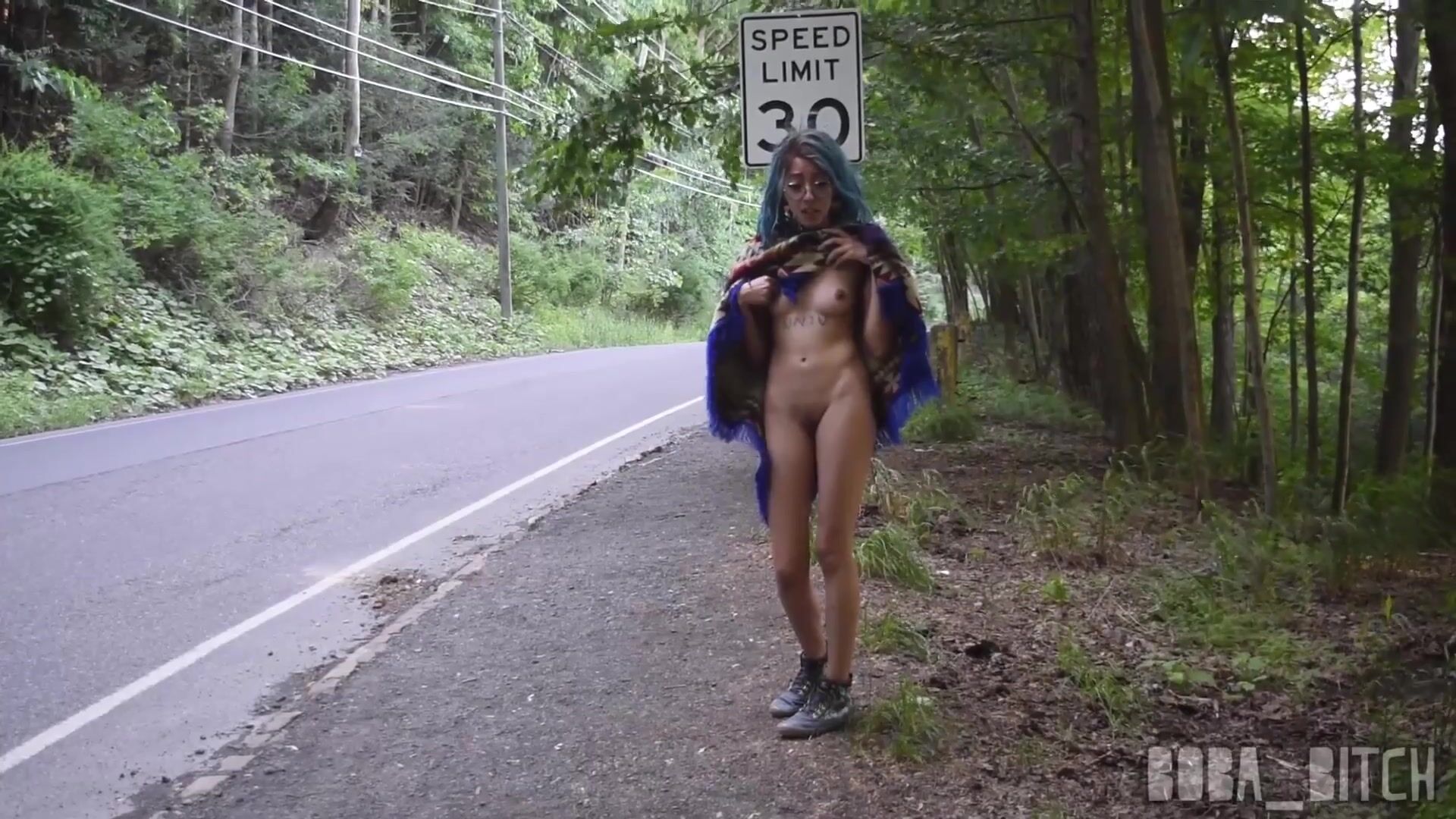 Boba Bitch Flashing-Tits-on-Busy-Public-Road-ENF