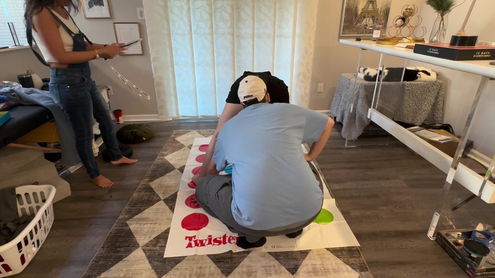 Scarlett fay Athena farts in dax face while playing twister