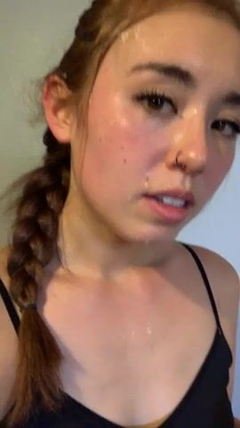 Very sweaty girl after workout