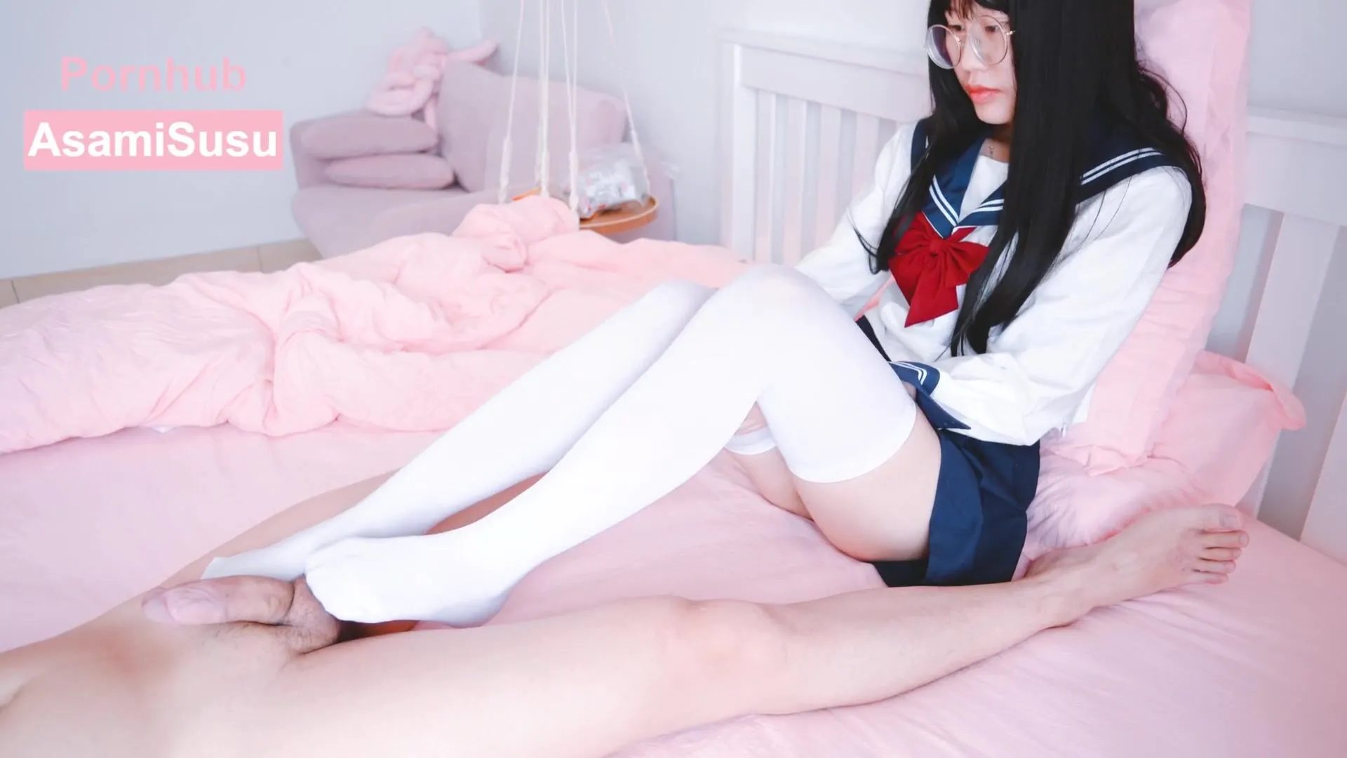 asamisusu jk uniform white knee socks walking on the meat stick footjob asamisu premium xxx porn video
