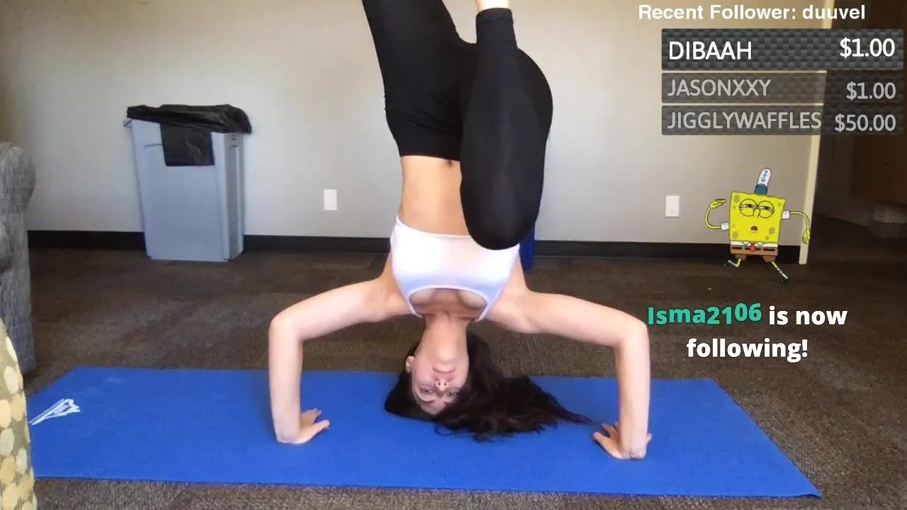 twitch thot headstand w/ no panties on underneath