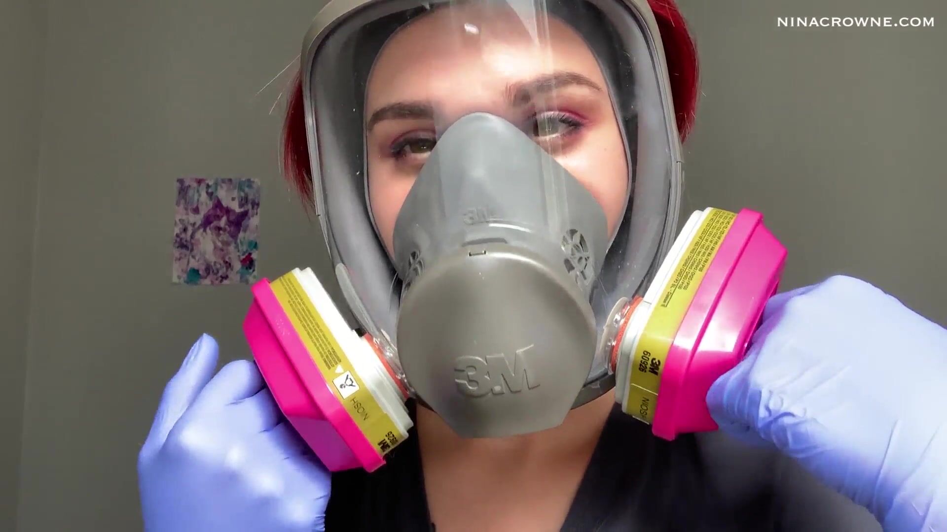 Nina crowne nurse in respirator gives handjob