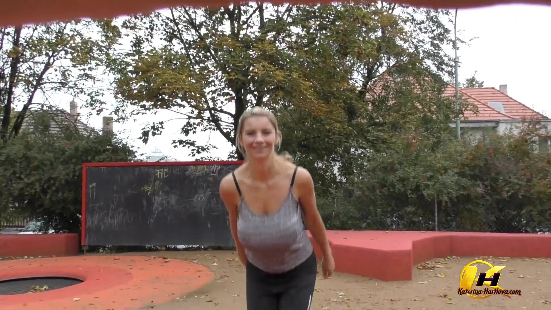 Katerina Hartlova - Jump And Running In Public Park