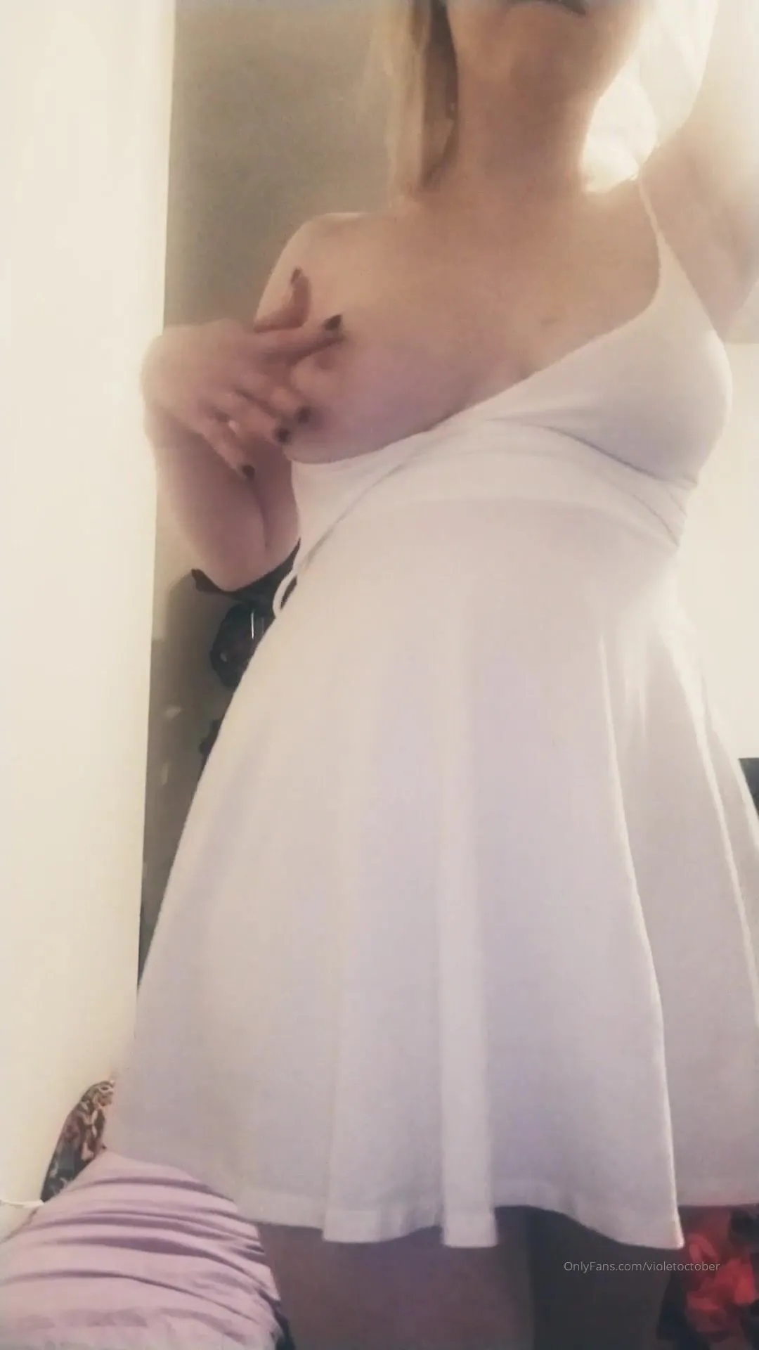 violetoctober stripping out of my white dress & bending over to play w/ my pussy onlyfans xxx videos