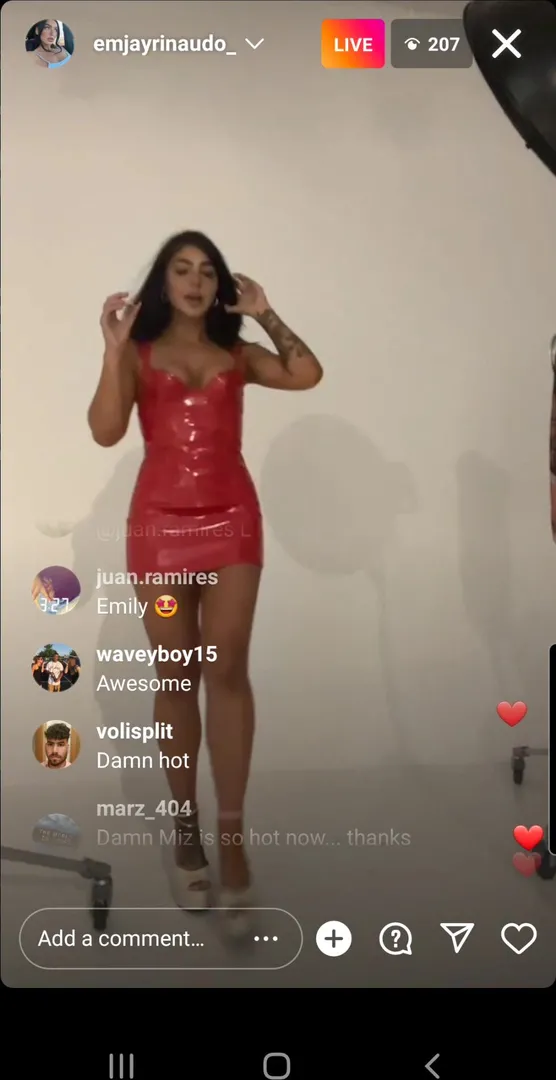 Emjay BTS live photoshoot red