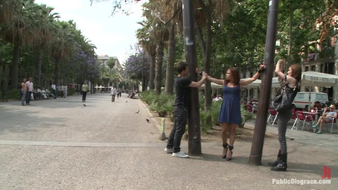 Girl forced to strips in public