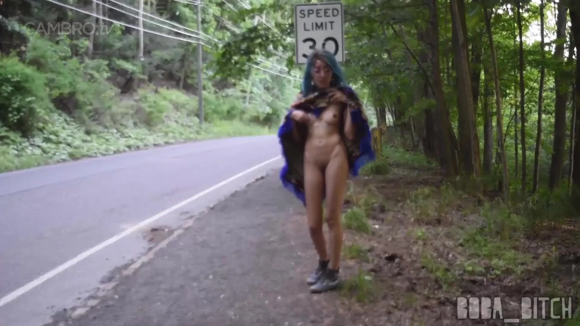 Boba Bitch masturbation on side of road