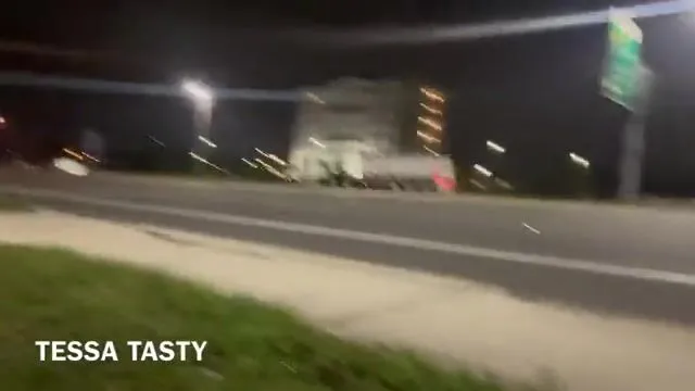 Tessa tasty at the bus stop