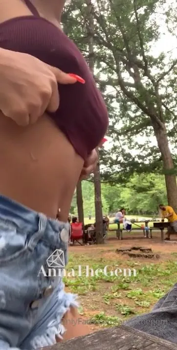 annathegem popping my boobs out in front of a family at the lake because i’m a slut and i like sh xxx onlyfans porn videos