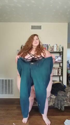 ssbbw Ginger bunny fatty trying on new clothes  Ssbbw