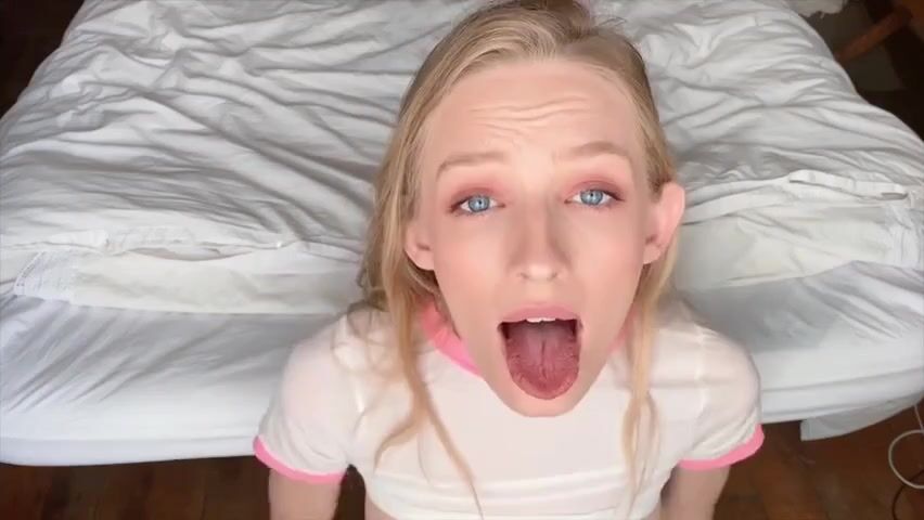 Baby Blue Eyes wants to drain daddy's balls