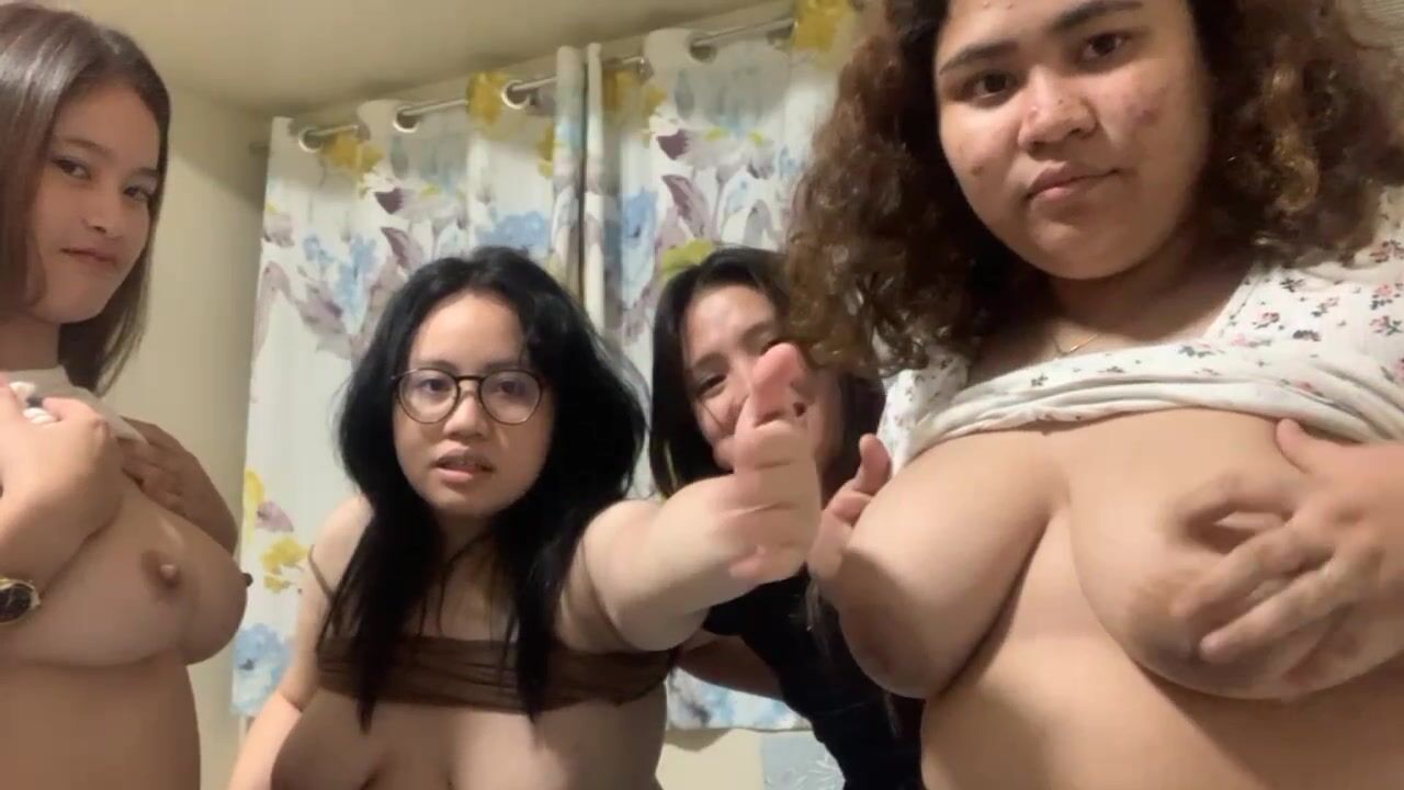 Asian group of girls showing juicy and milky boobs