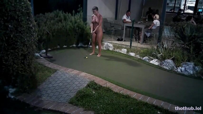 Playing mini golf naked in public