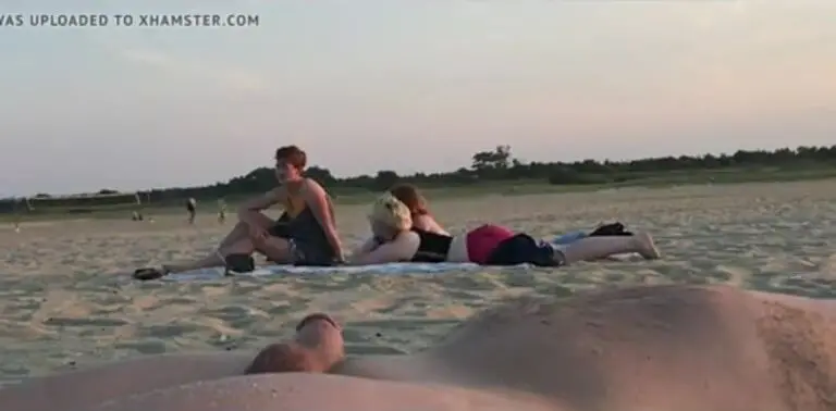 Jim hands free cum on the beach