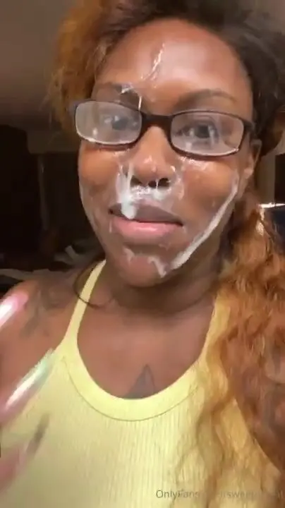 Messy Face SweetThroat talks with cum on her face