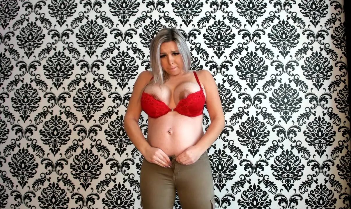 Pregnant Sam - Pregnant trying on too small clothing