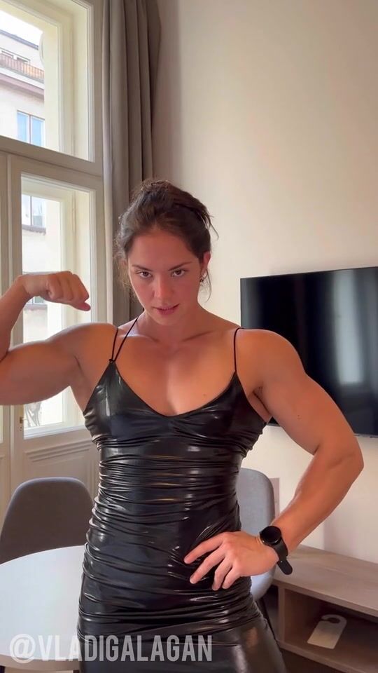 Vladislava Galagan Muscle Girl Latex Dress