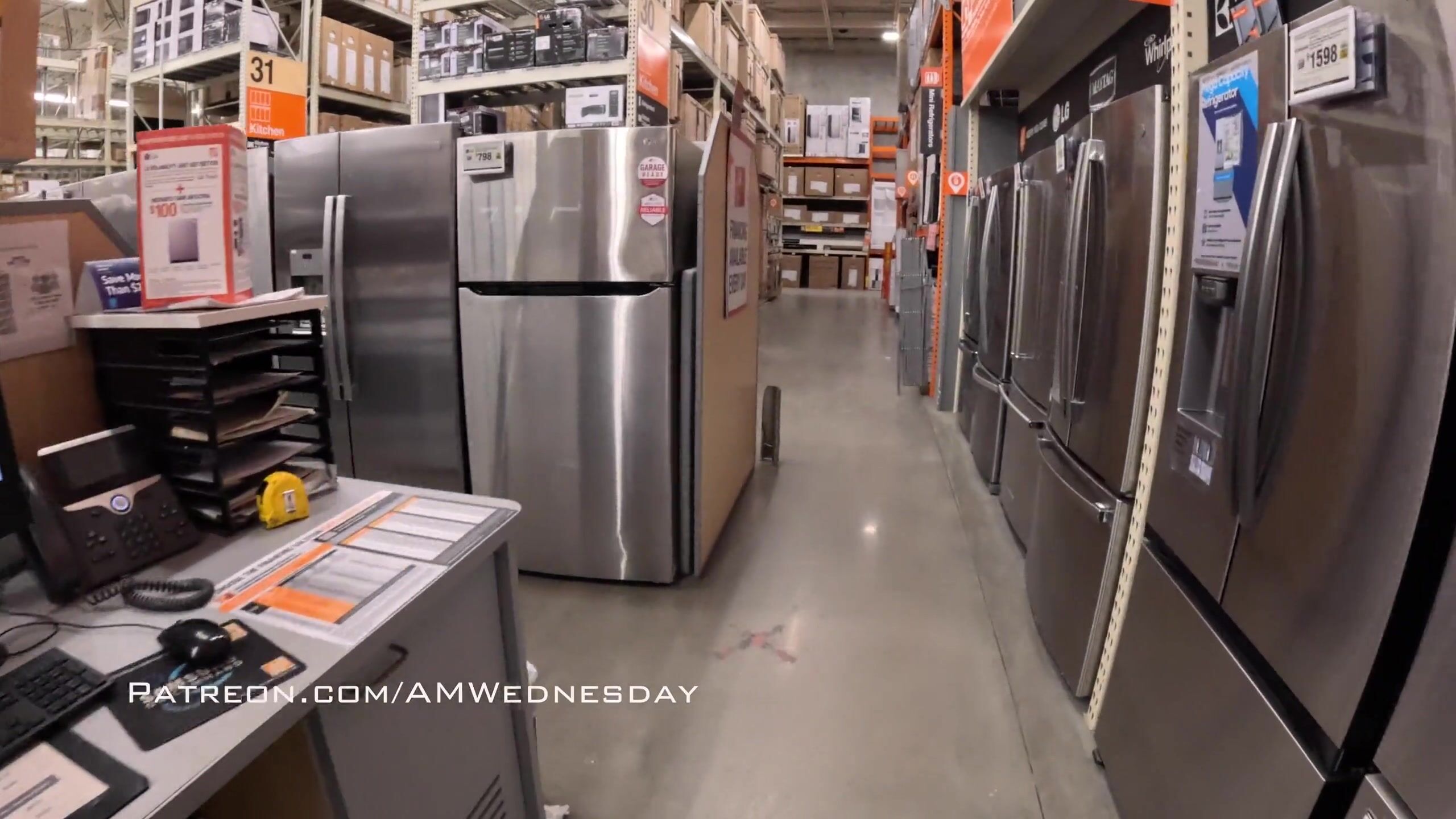 AMwednesday completely naked in hardware store